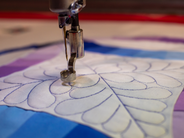 Longarm quilting close up